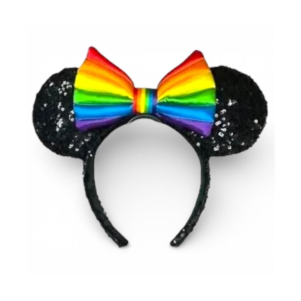 Rainbow Pride Sequin Mouse Ears Headband Festival Park Costume Accessory
